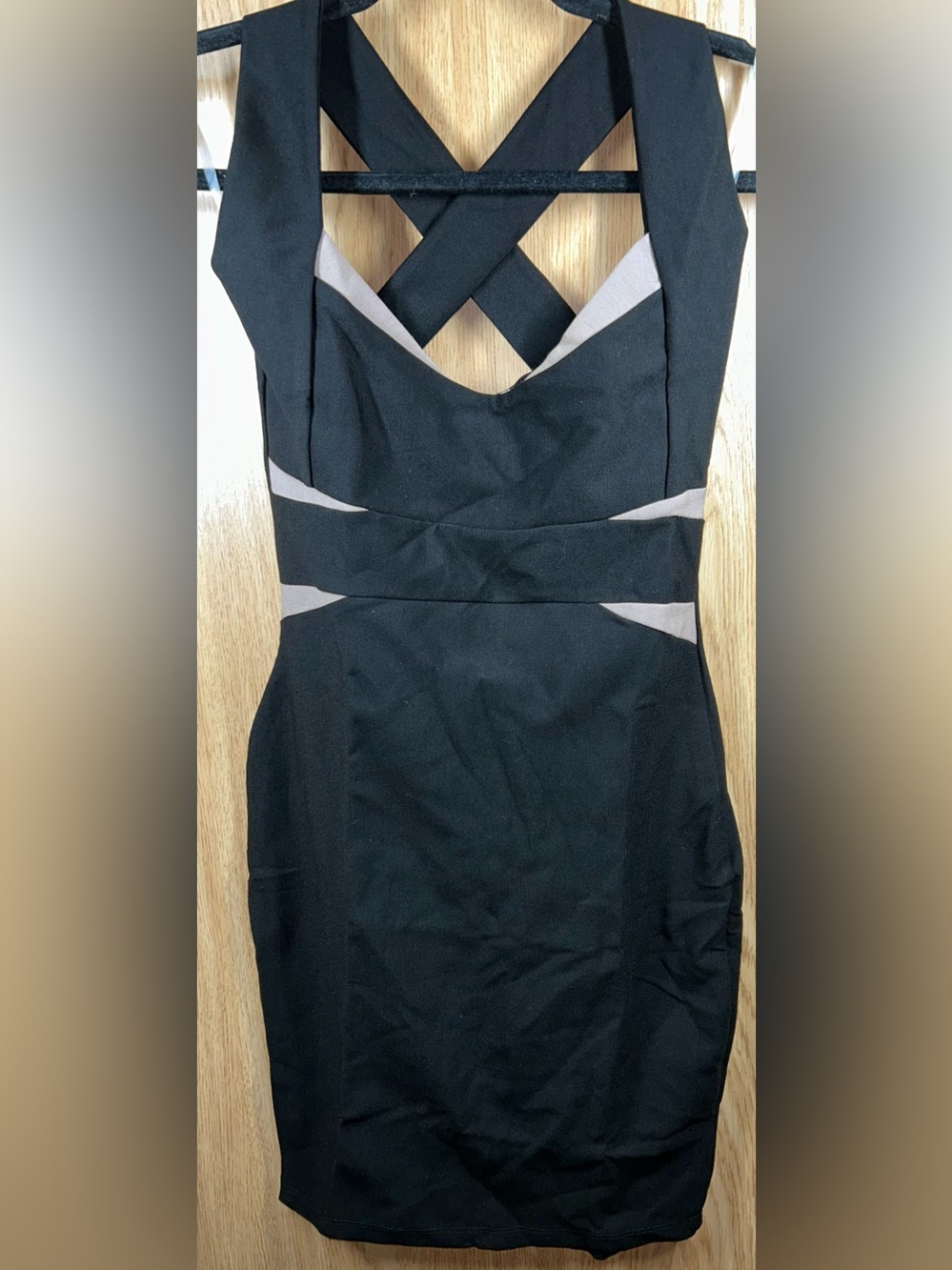 Surely Mine Size S Black Bandage w/ Contrast Crossover Straps Dress